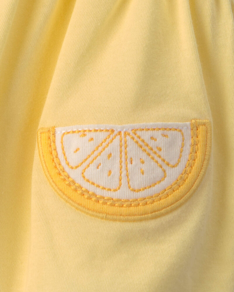 Baby Girl Lemon Sleeveless Bodysuit Dress - Yellow, image 2 of 3 slides
