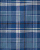 Boys Plaid Short-Sleeve Button-Down Shirt - Blue, image 2 of 3 slides