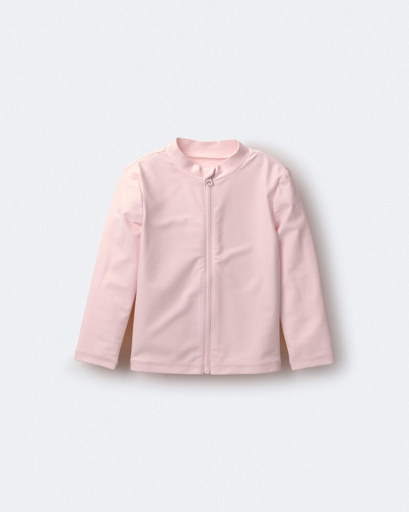 Toddler Full-Zip Long-Sleeve Rashguard - Light Pink, image 2 of 7 slides