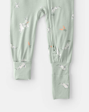 Toddler Easter Bunny PurelySoft 1-Piece 2-Way Zip Pajama - Green, 