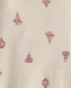 Girls Floral Ribbed Top - Cream, image 2 of 3 slides