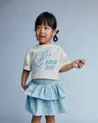 Toddler Girl 'Field Day' Breezy Top in Hopscotch Print - Cream, image 3 of 6 slides