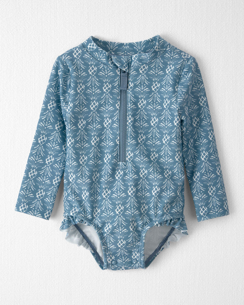 Baby Girl Recycled Rashguard Swimsuit in Bloom Lagoon, image 1 of 5 slides