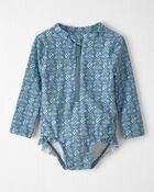 Baby Girl Recycled Rashguard Swimsuit in Bloom Lagoon, image 1 of 5 slides