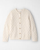 Girls Organic Cotton Pointelle Sweater Cardigan, image 1 of 4 slides