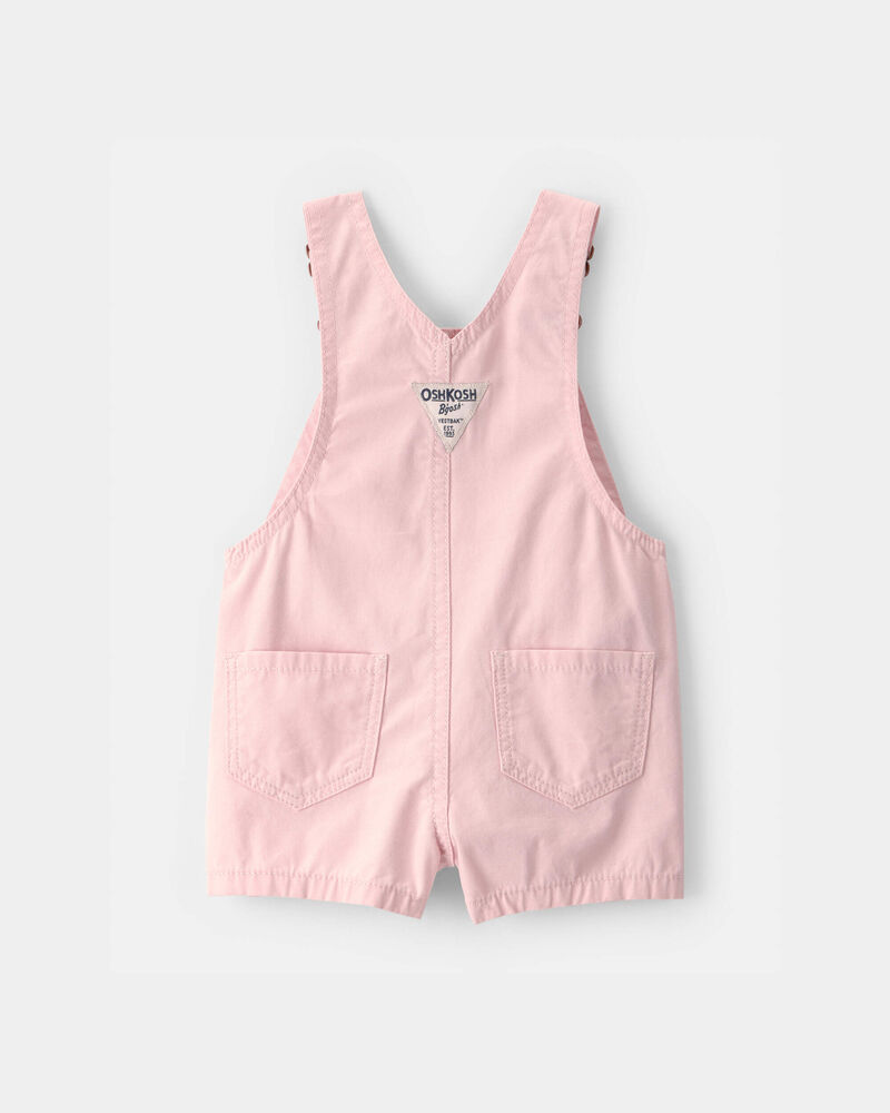 Baby Girl Heart Pocket Canvas Shortall - Pink, image 2 of 4 slides