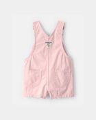 Baby Girl Heart Pocket Canvas Shortall - Pink, image 2 of 4 slides