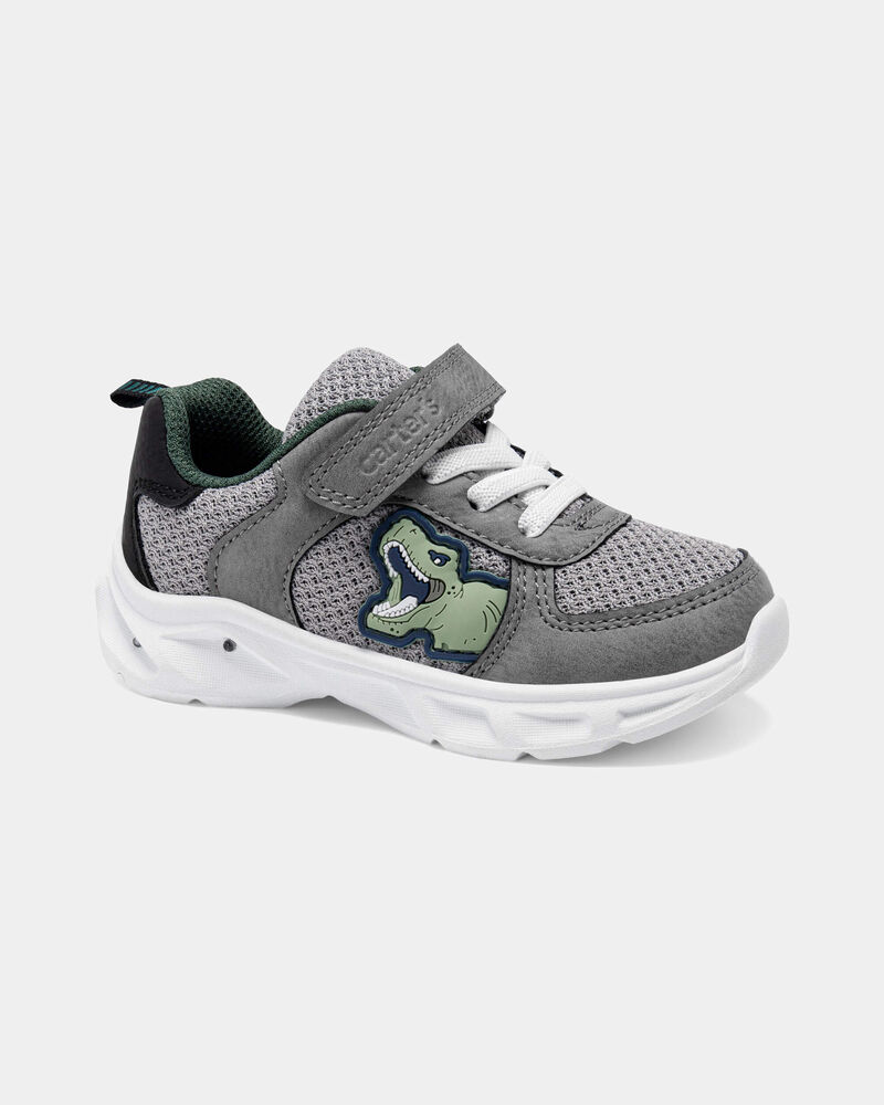 Toddler Boy Light-Up Dinosaur Athletic Sneakers - Grey/White, image 1 of 7 slides