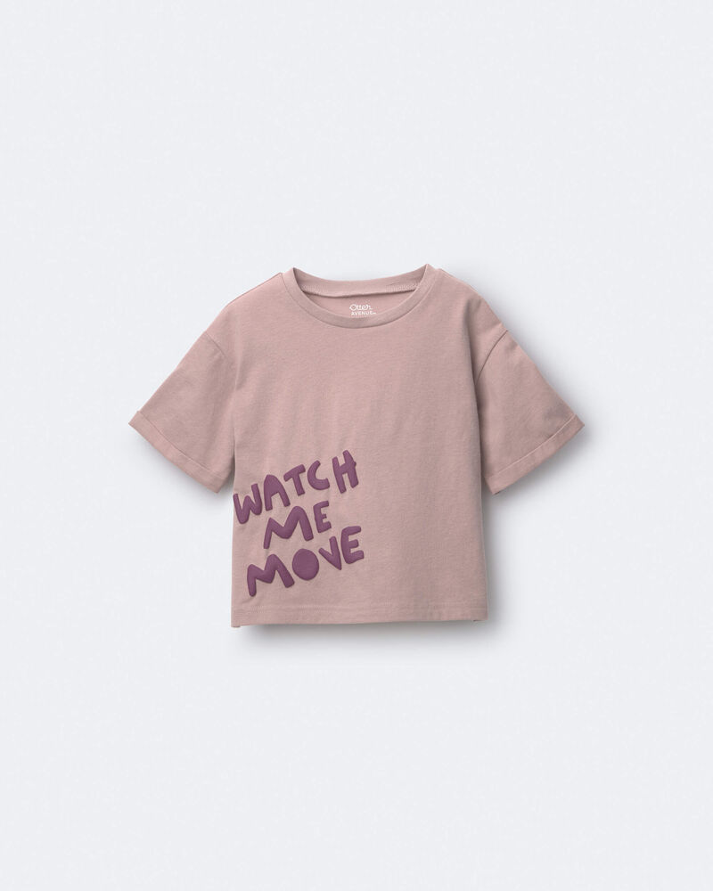 Toddler 'Watch Me Move' Rolled Cuff Tee - Mauve, image 2 of 6 slides