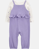 Baby Girl 2-Piece Long-Sleeve Tee & Coverall Set - Purple, image 2 of 6 slides