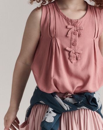 Toddler Girl Sleeveless Bow Top - Pink, 