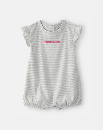 Baby Girl 'Momma's Mini' Short-Sleeve Romper - Grey, 