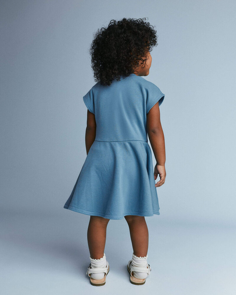 Toddler Girl French Terry Drop-Waist Dress - Blue, image 4 of 6 slides