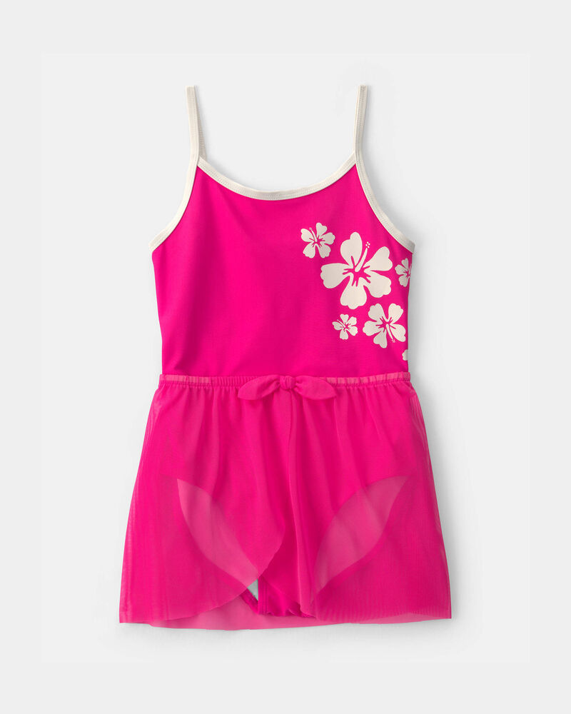 Girls 2-Piece Swimsuit and Cover Up Skirt Set - Pink, image 1 of 6 slides