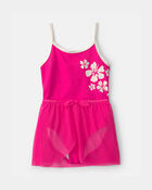 Girls 2-Piece Swimsuit and Cover Up Skirt Set - Pink, image 1 of 6 slides