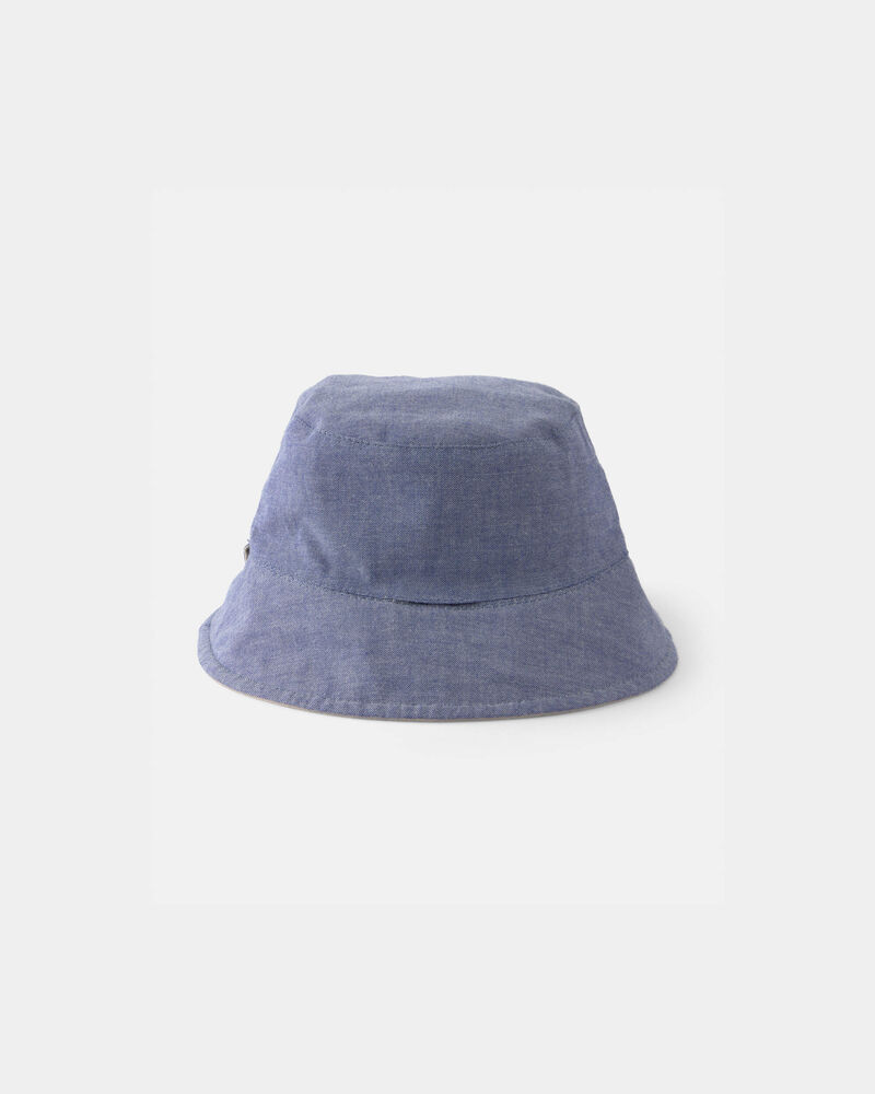 Baby Boy Reversible Bucket Swim Hat - Khaki/Blue, image 2 of 4 slides
