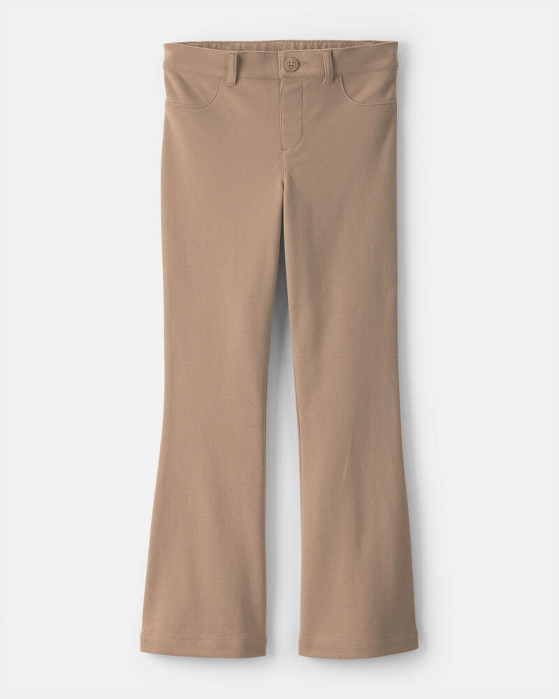 Girls 3-Pack Uniform Ponte Flare Pants - Khaki, image 2 of 4 slides