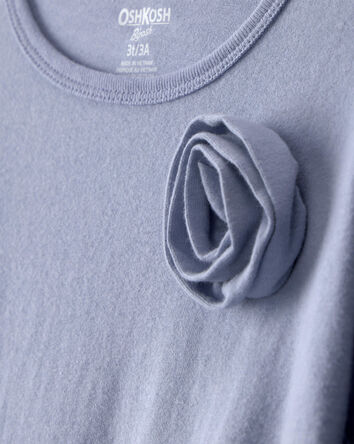 Toddler Girl Rose Applique Long-Sleeve Peplum Top - Blue, 