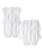 Baby 9-Pack Short Sleeve & Long Sleeve Cotton Bodysuits - White, image 1 of 4 slides