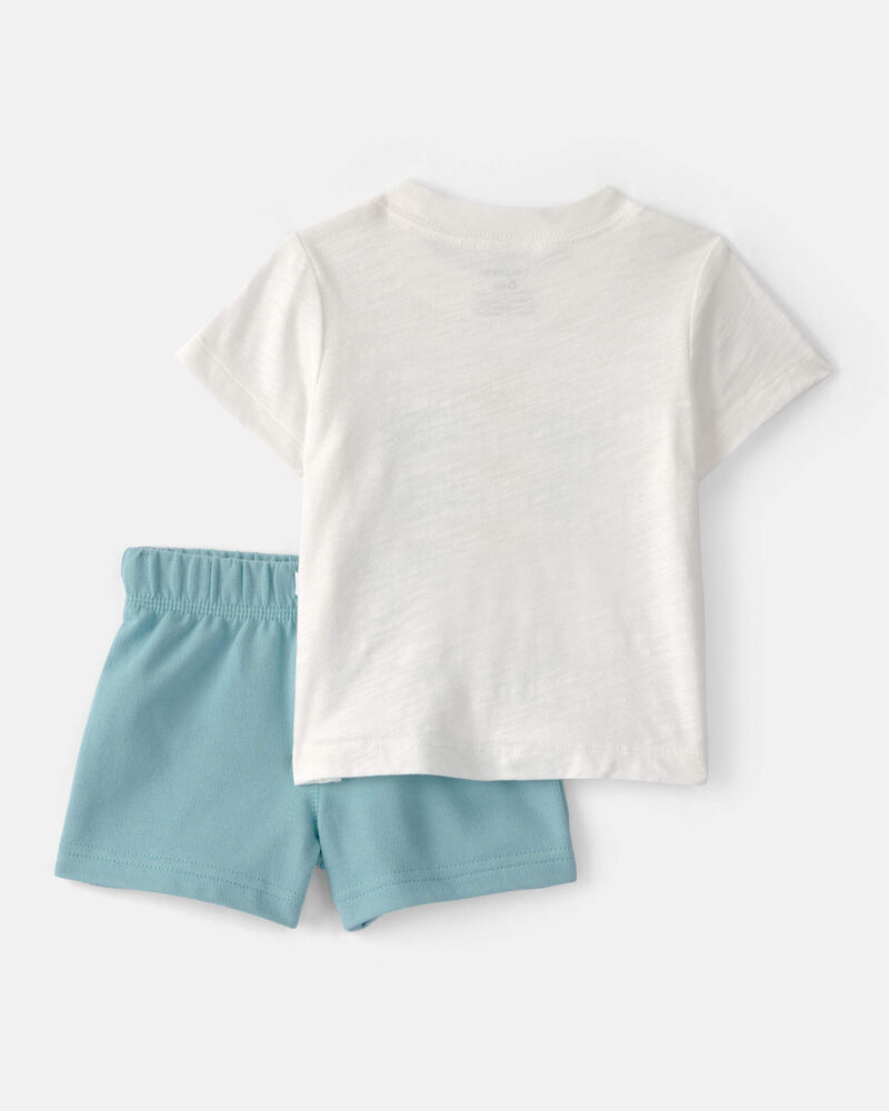 Baby Boy 3-Piece Beach Trip Striped Outfit Set - Blue/White, image 11 of 12 slides