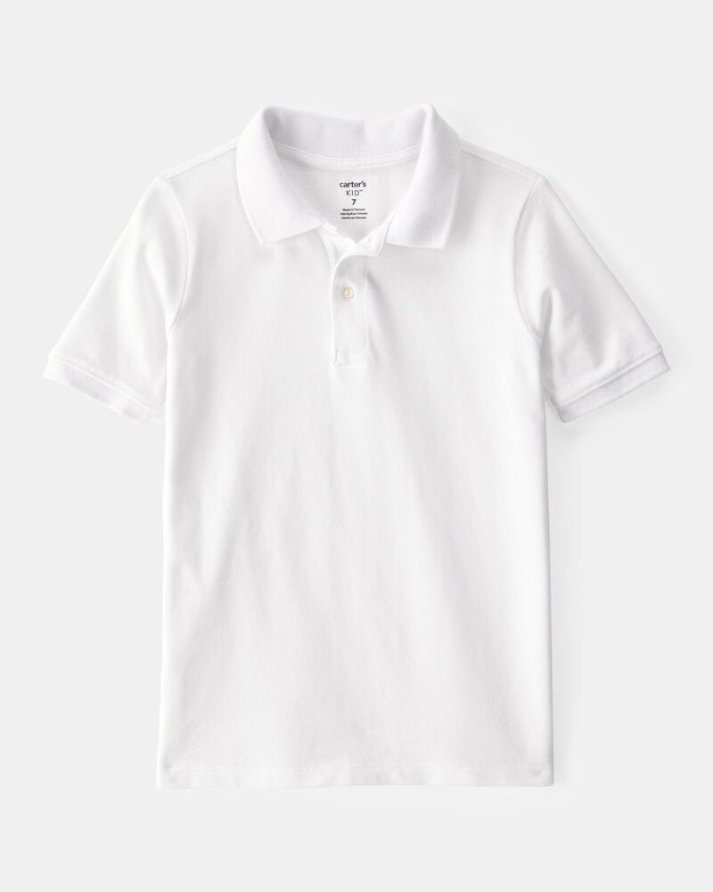 Boys Pique Cotton Uniform Polo, image 1 of 2 slides