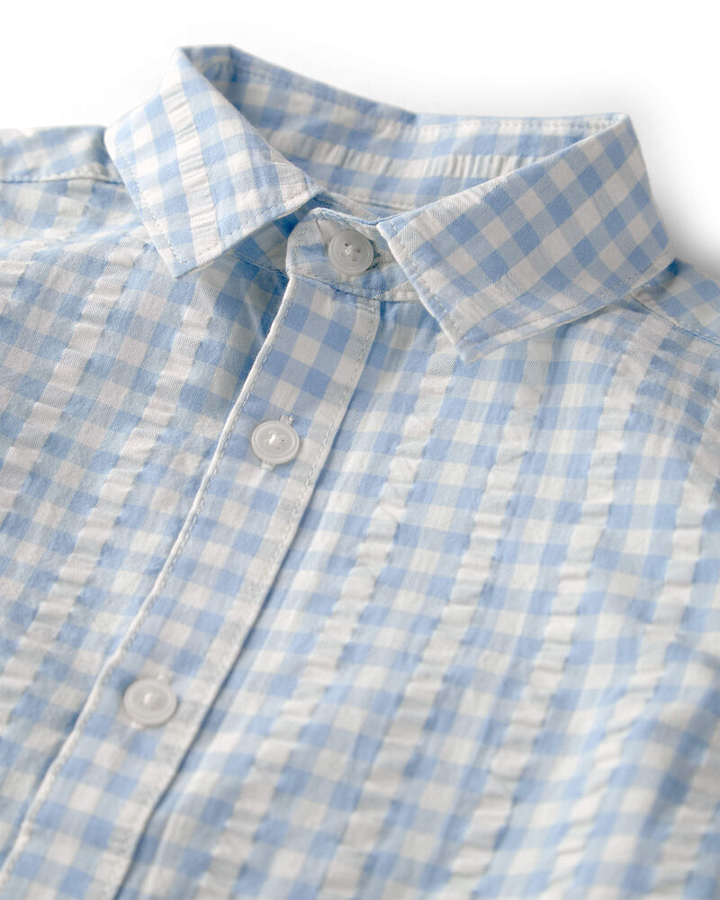 Baby Boy Seersucker Button-Front Shirt Made with Organic Cotton, image 2 of 4 slides