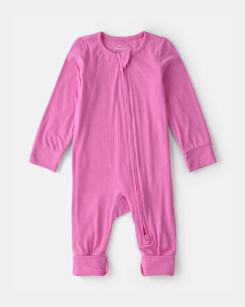Baby Girl PurelySoft 2-Way Zip Sleep & Play Pajamas - Pink, 