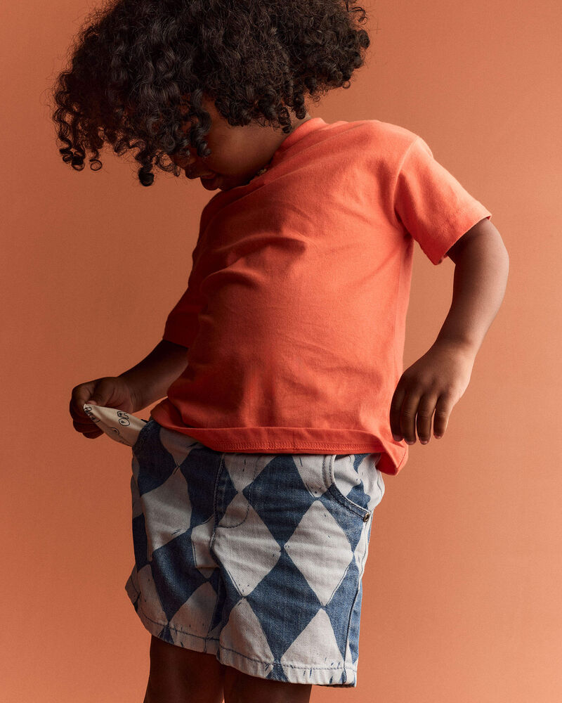Toddler Boy Bermuda Shorts in Diamond Denim Print, image 4 of 7 slides