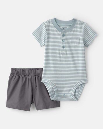 Baby Boy 2-Piece Striped Bodysuit and Cargo Shorts, 