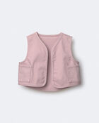 Toddler Girl Cropped Vest with Otter Pockets - Light Pink, image 2 of 6 slides