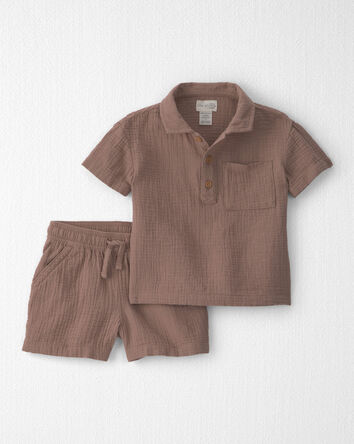 Toddler Boy 2-Piece Organic Cotton Gauze Top & Short Set, 