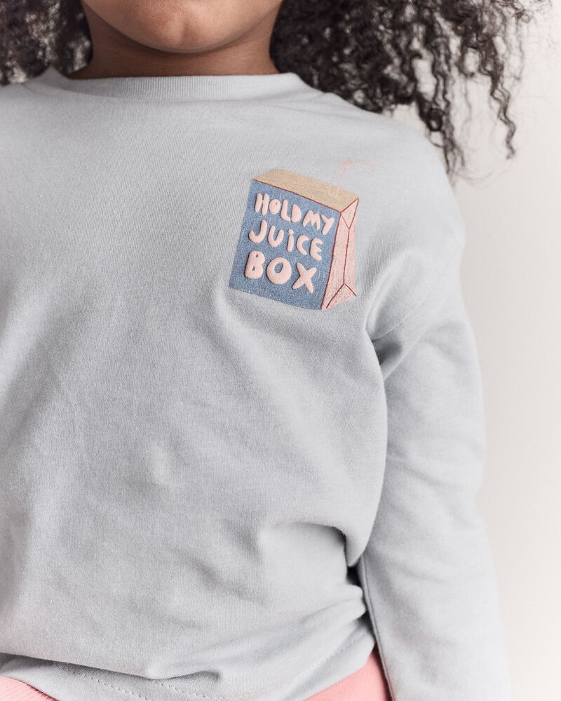 Toddler 'Hold My Juice Box' Long-Sleeve Relaxed Graphic Tee - Light Blue, image 5 of 6 slides