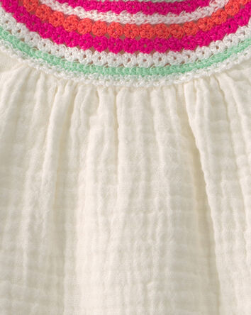 Baby Girl Gauze Bodysuit Dress - White, 