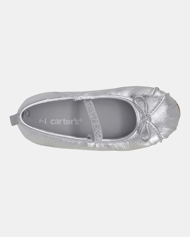 Toddler Ballet Slippers - Silver, image 4 of 7 slides