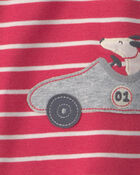Baby Boy Race Car Striped Romper - Red, image 2 of 3 slides