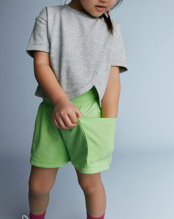 Toddler Girl Swing Shorts with Pockets - Lime Green, 