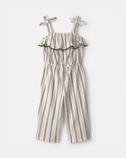 Toddler Girl Striped Ruffle Jumpsuit - Black/Ivory, image 1 of 7 slides