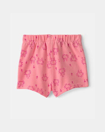 Baby Girl Crab Drawstring Shorts - Pink, 