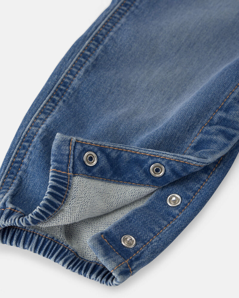 Baby Knit-Like Denim Overalls - Medium Wash, image 3 of 6 slides