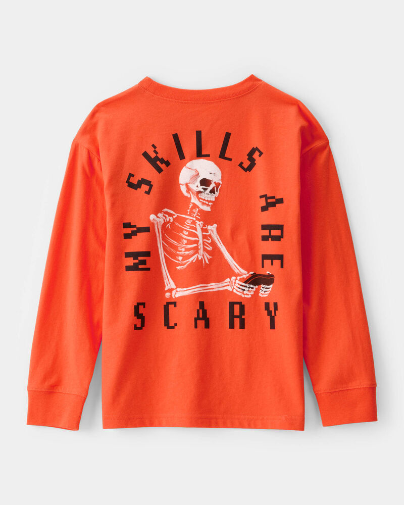 Kid Halloween Video Game Long-Sleeve Graphic Tee - Orange, image 2 of 5 slides
