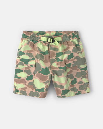Boys Camo Canvas Cargo Shorts - Green, 