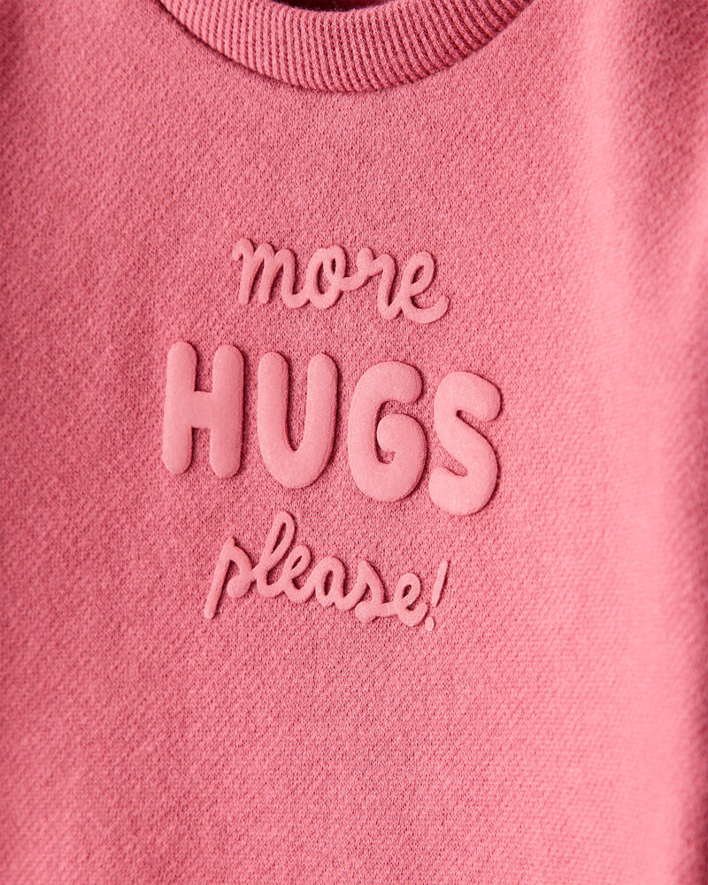 Baby Girl DayDream Fleece More Hugs Please Long-Sleeve Pullover Sweatshirt - Pink, image 2 of 4 slides