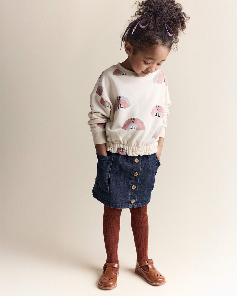 Toddler Girl Rainbow Paperbag Sweatshirt - Cream, image 3 of 7 slides