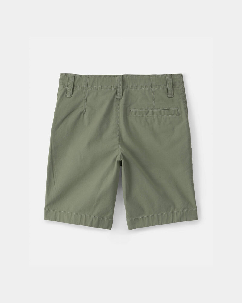 Boys Twill Flat-Front Shorts - Green, image 2 of 4 slides