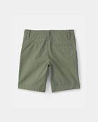 Boys Twill Flat-Front Shorts - Green, image 2 of 4 slides