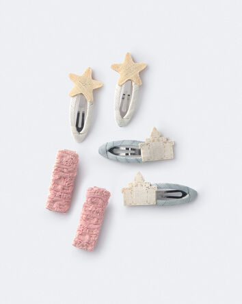 Toddler Girl 6-Pack Sandcastle Hair Clips - Cream/Light Pink/Blue, 