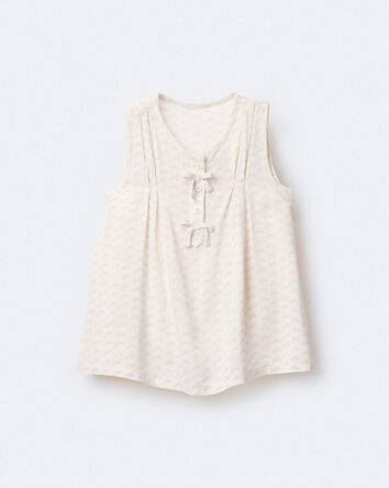 Toddler Girl Sleeveless Bow Top in Rainbow Print - Cream, 