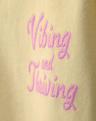 Girls 'Vibing and Thriving' French Terry Pullover Sweatshirt - Yellow, image 2 of 4 slides