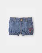 Baby Girl Disney&copy; Winnie the Pooh Chambray Embroidered Bubble Shorts - Medium Wash, image 5 of 7 slides