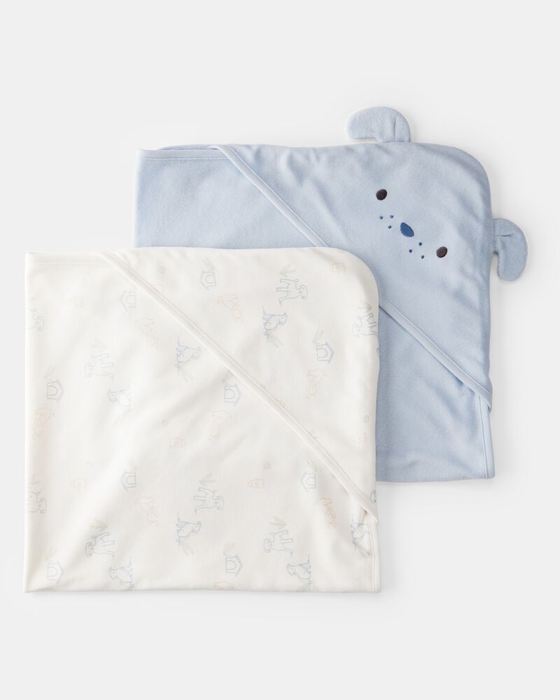 Baby Boy 2-Pack Hooded Towels - Blue, image 1 of 1 slides